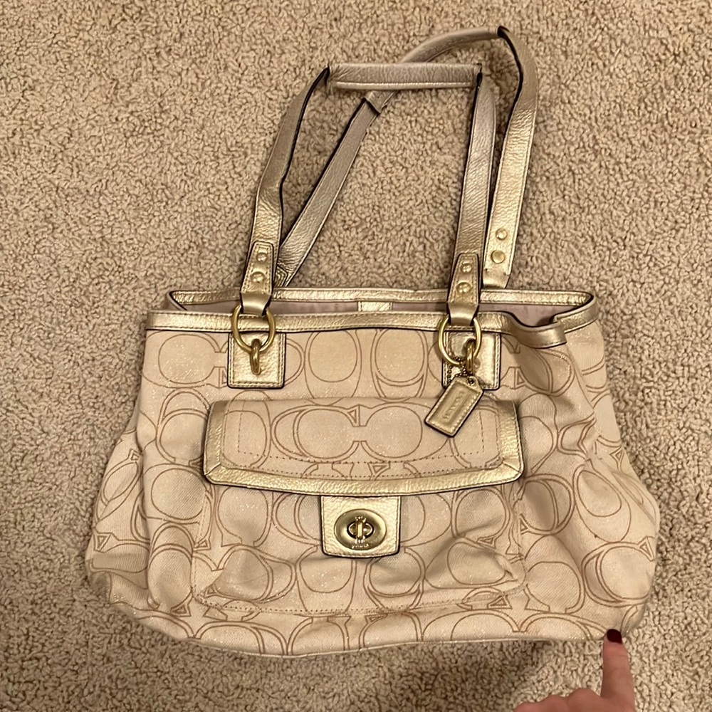 VINTAGE COACH shimmer gold coach purse tote shoulder bag y2k style